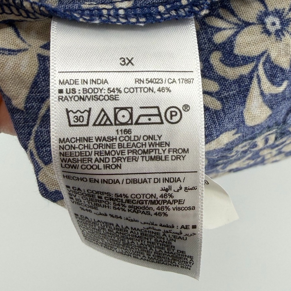 Old Navy V-Neck Tiered Mini Swing Dress in Blue/Tan Floral, Women's 3X - Picture 11 of 12
